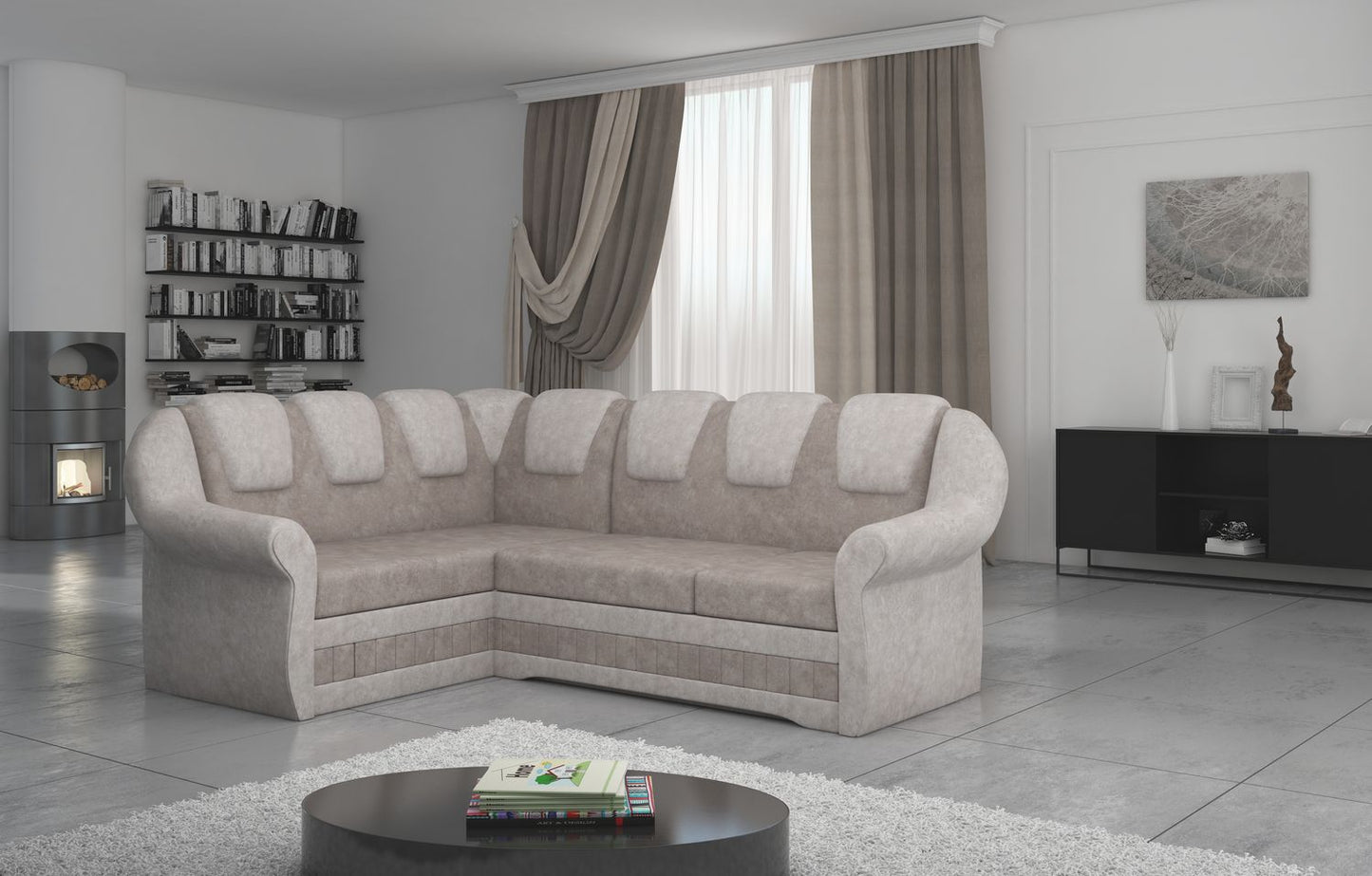 Corner Sleeper Sofa Oakham 1 | size: Width: 180cm, Height: 105cm, Depth: 55cm | color: Dora | image: 1 | variant: 1016765