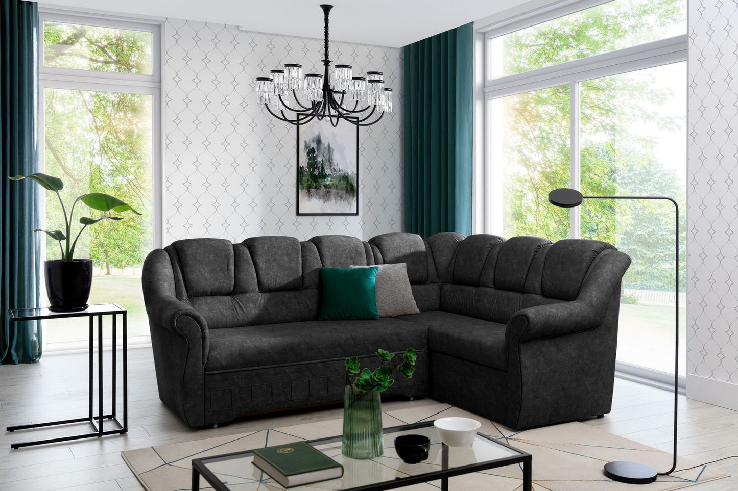 Corner Sleeper Sofa Oakham 44 | size: Width: 243cm, Height: 105cm, Depth: 190cm | color: Dora | image: 1 | variant: 1016808