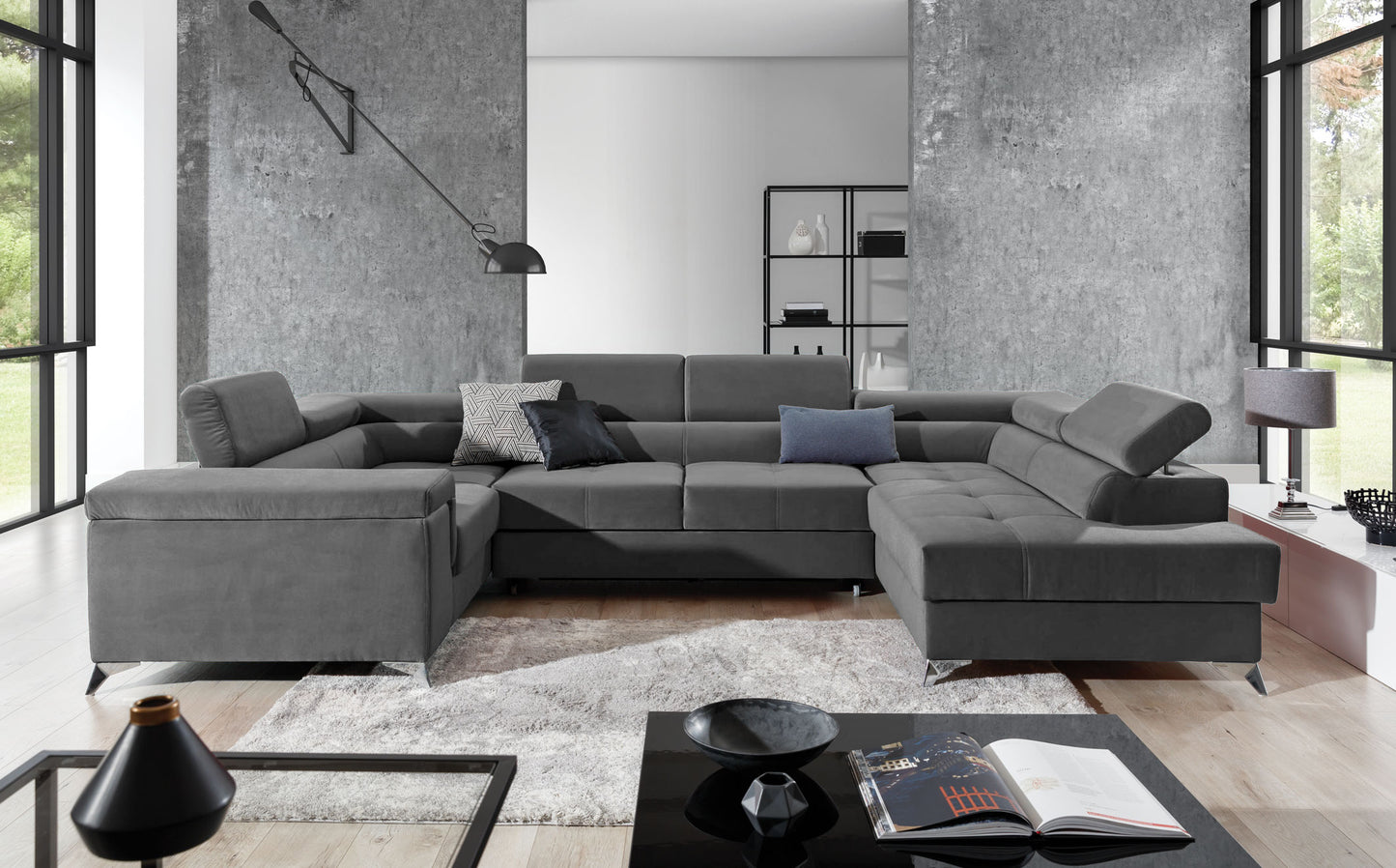 Corner Sleeper Sofa Thiago 54 | size: Width: 208cm, Height: 88cm, Depth: 43cm | color: Paros | image: 1 | variant: 1016522