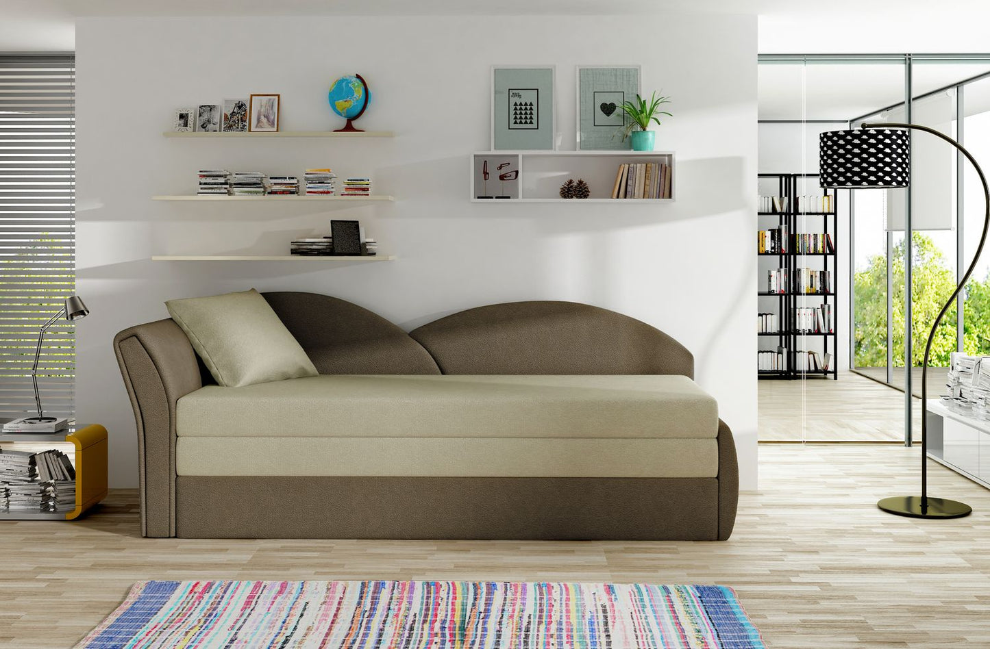 Corner Sleeper Sofa West Llandovery 2 | size: Width: 218cm, Height: 77cm, Depth: 80cm | color: Brown/Beige | image: 1 | variant: 1015006