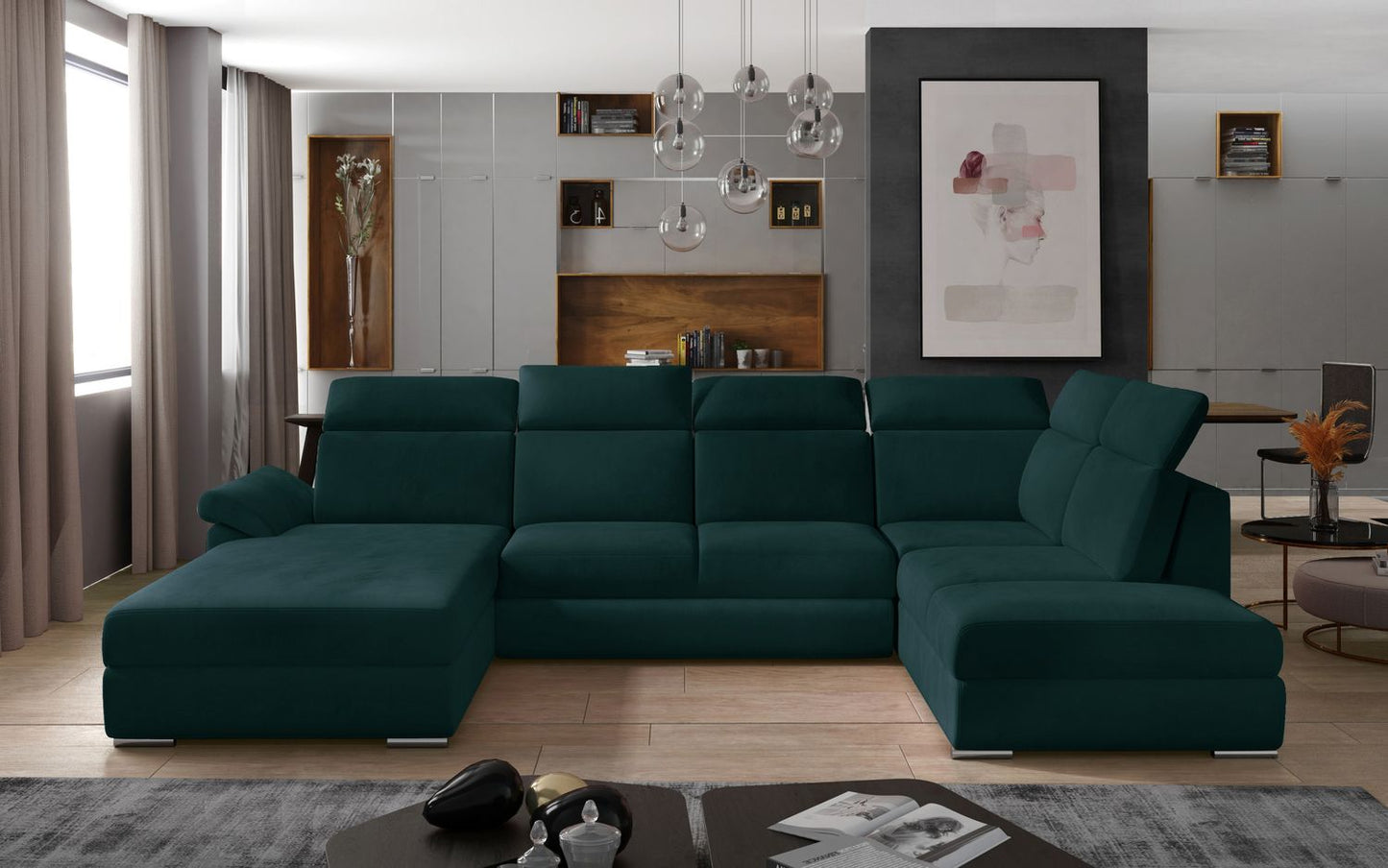 Corner Sleeper Sofa Winchester 34 | size: Width: 336cm, Height: 102cm, Depth: 216cm | color: Mat/Velvet | image: 1 | variant: 1016587