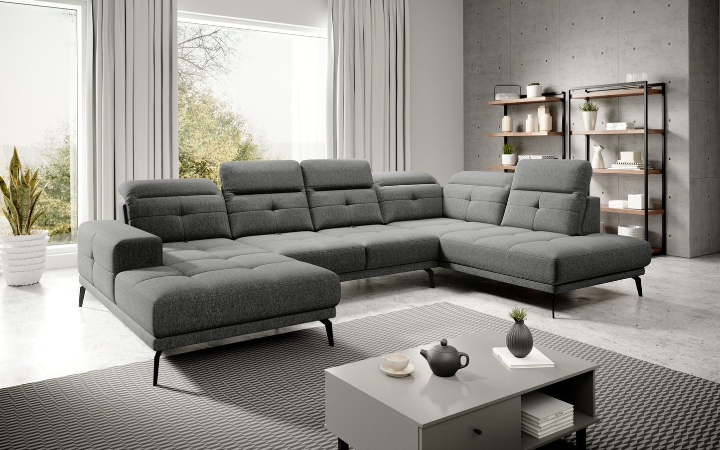 Corner Sofa Alnwick 50 | size: Width: 350cm, Height: 107cm, Depth: 205cm | color: Flores | image: 1 | variant: 1015308