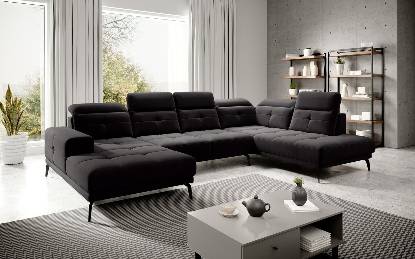 Corner Sofa Alnwick 70 | size: Width: 350cm, Height: 107cm, Depth: 205cm | color: Velvetmat | image: 1 | variant: 1015328