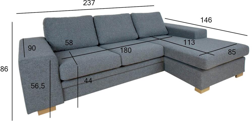 Corner Sofa Hinckley | size: Width: 237cm, Height: 86cm, Depth: 146cm | color: Gray | image: 6 | variant: 1000319