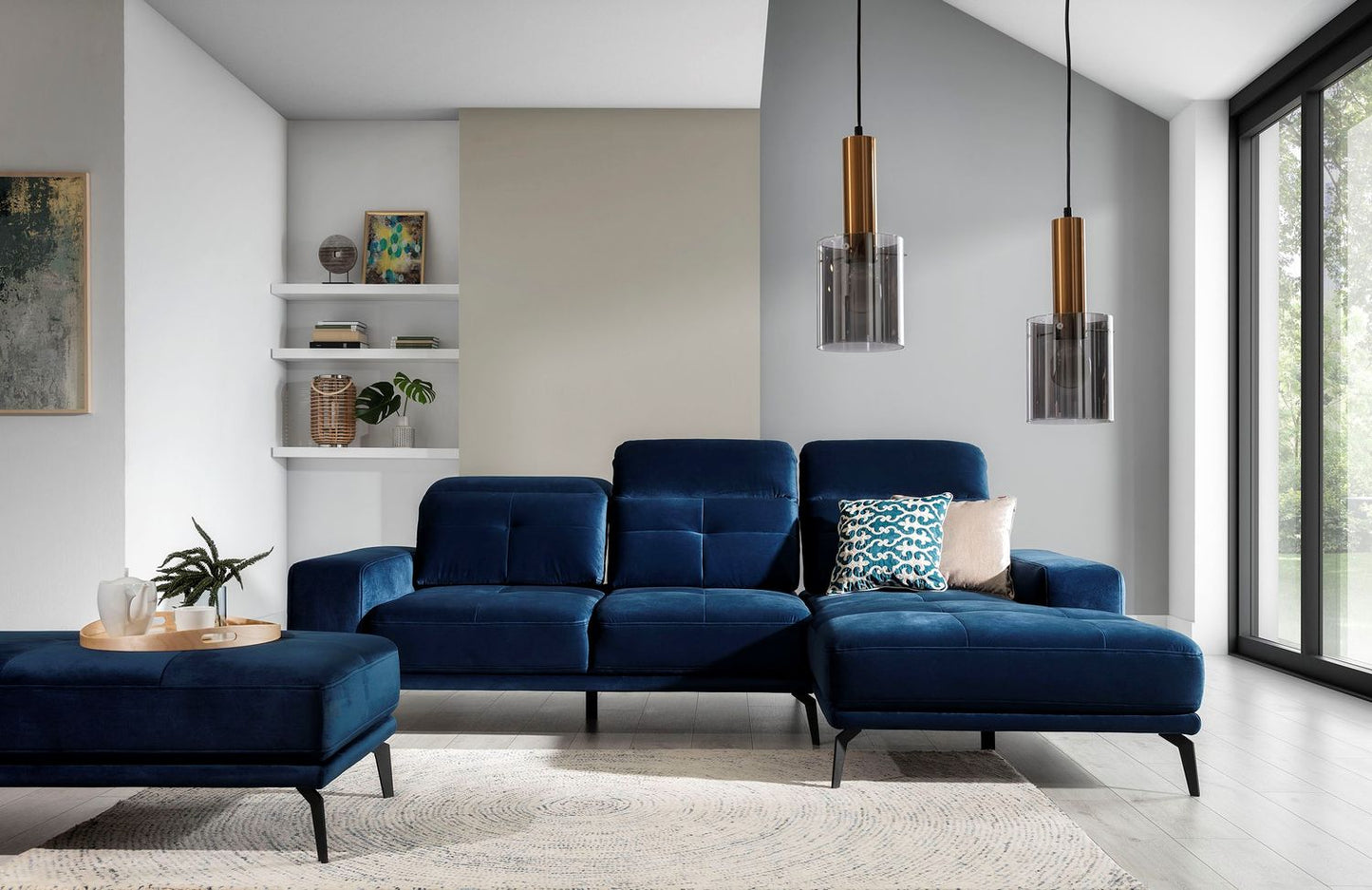 Corner Sofa Torrense 30 | size: Width: 265cm, Height: 98cm, Depth: 53cm | color: Blue | image: 1 | variant: 1016556