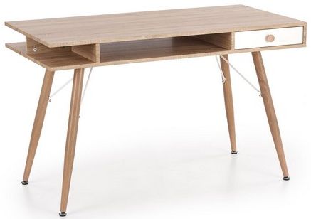 Desk B-34 | size: Length: 60cm, Width: 120cm, Height: 75cm | color: White/Oak | image: 1 | variant: 1012186