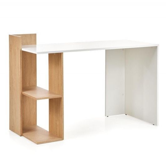 Desk Detroit | size: Length: 57cm, Width: 122cm, Height: 85cm | color: White/Oak | image: 1 | variant: 1003243