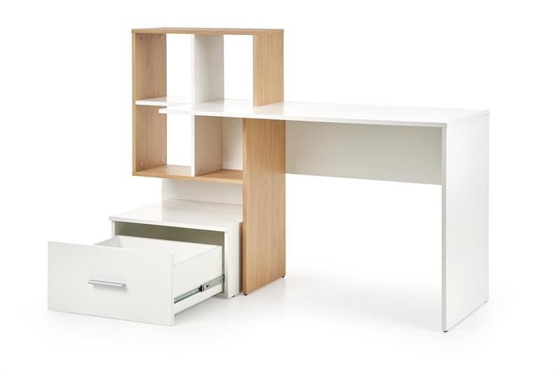 Desk Dubai | size: Length: 50cm, Width: 149cm, Height: 105cm | color: White/Oak | image: 4 | variant: 1003246