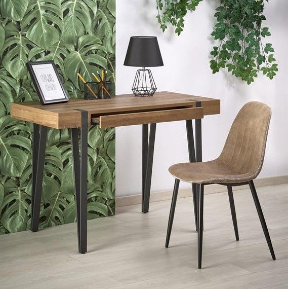 Desk East Ulan Bator | size: Length: 55cm, Width: 110cm, Height: 76cm | color: Oak/Grey | image: 3 | variant: 1006908