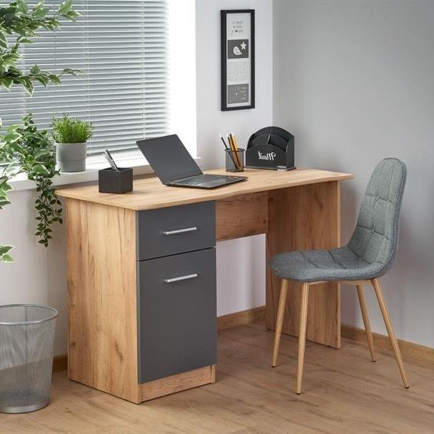 Desk Retford | size: Length: 55cm, Width: 120cm, Height: 78cm | color: Oak/Grey | image: 0 | variant: 1006903