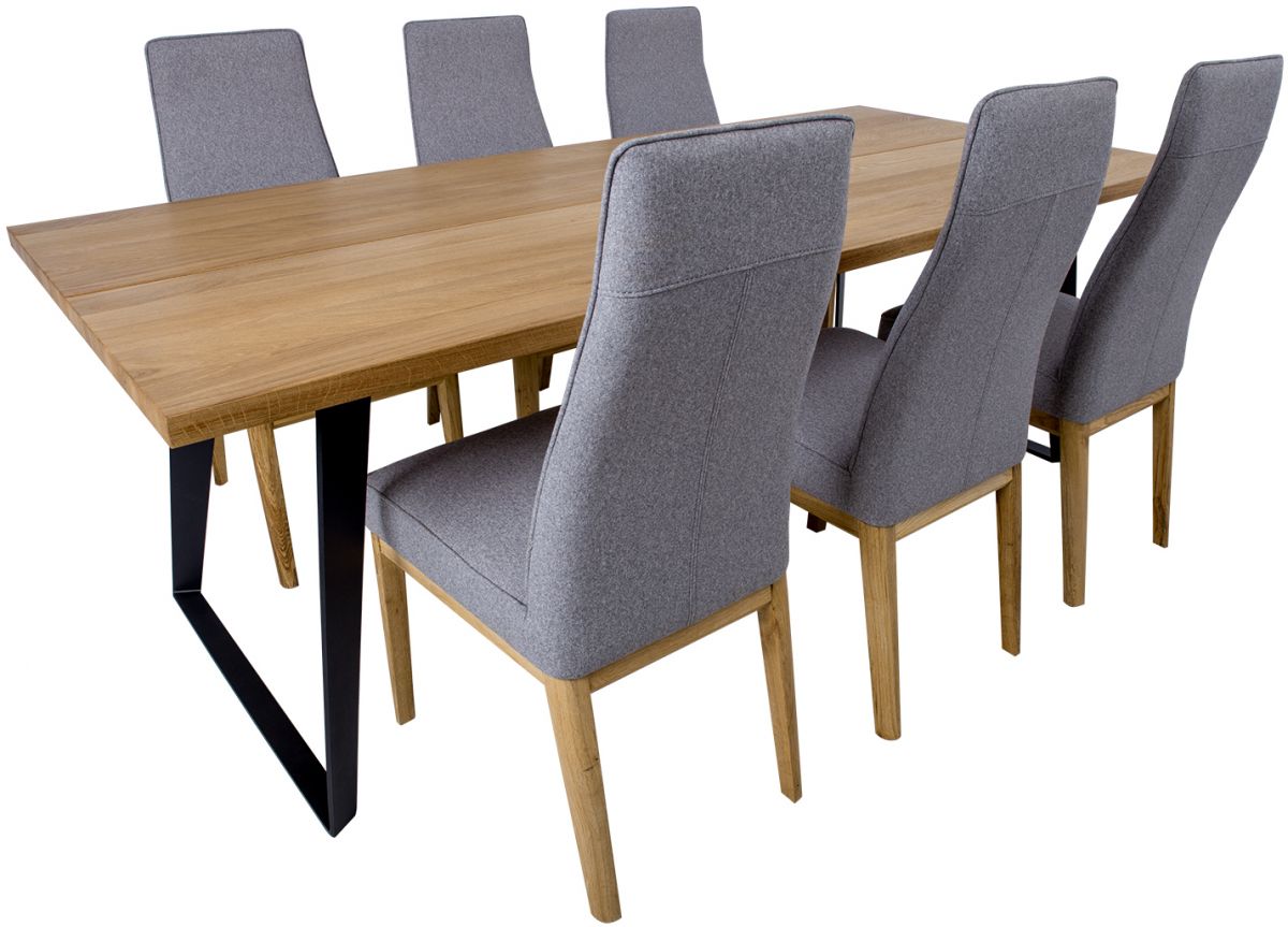 Dining Room Furniture Set Colchester | size: Length: 100cm, Width: 220cm, Height: 75cm | color: Black/Oak/Grey | image: 2 | variant: 1005680