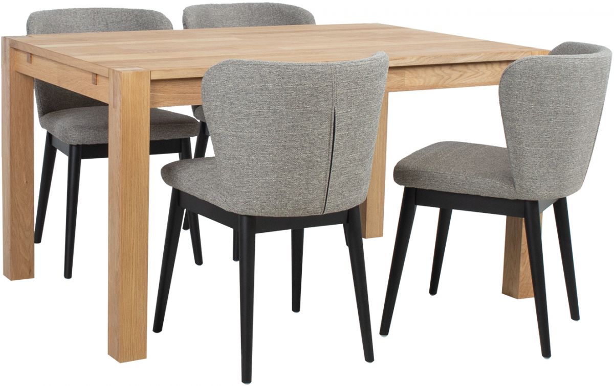 Dining Room Furniture Set Drammen | size: Length: 90cm, Width: 140cm, Height: 76cm | color: Black/Oak/Grey | image: 1 | variant: 1005481