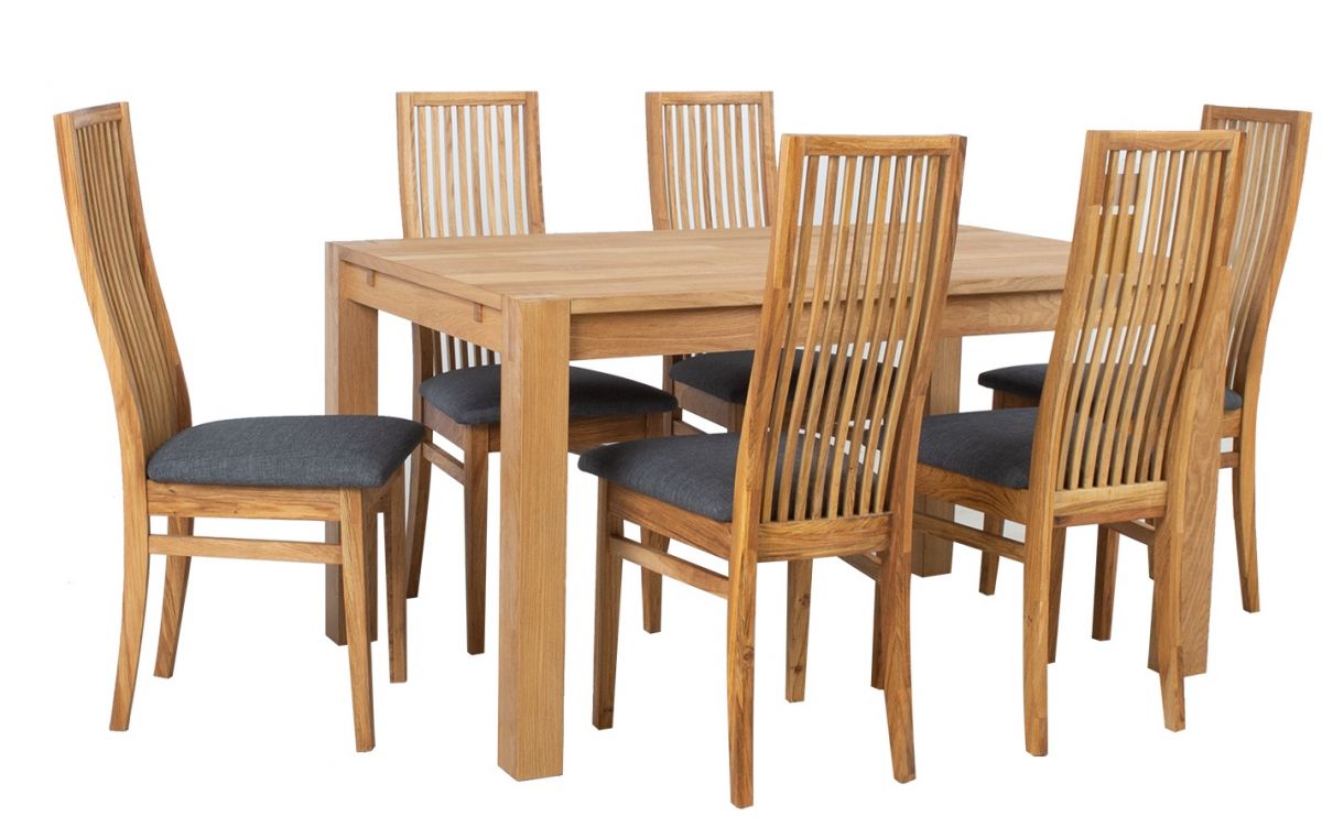 Dining Room Furniture Set Drammen | size: Length: 90cm, Width: 140cm, Height: 76cm | color: Oak/Grey | image: 0 | variant: 1005465