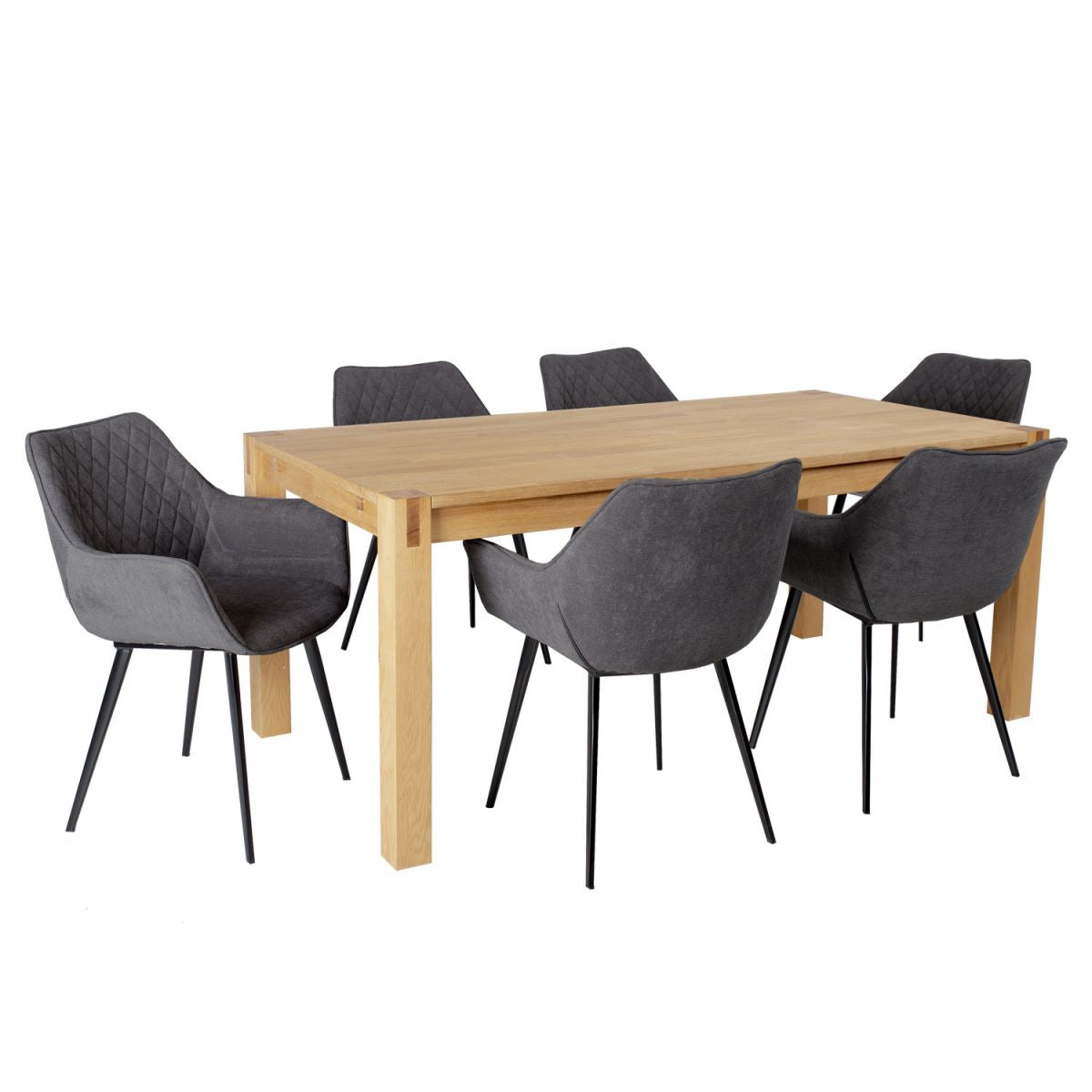 Dining Room Furniture Set Drammen | size: Length: 90cm, Width: 180cm, Height: 76cm | color: Black/Oak | image: 1 | variant: 1005094