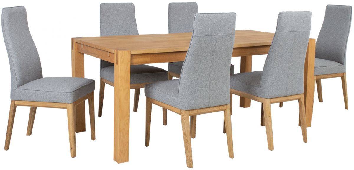 Dining Room Furniture Set Drammen | size: Length: 90cm, Width: 180cm, Height: 76cm | color: Oak/Grey | image: 1 | variant: 1005676