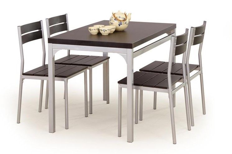 Dining Room Furniture Set East Leeds | size: Length: 70cm, Width: 110cm, Height: 75cm | color: Brown/Grey | image: 1 | variant: 1006897