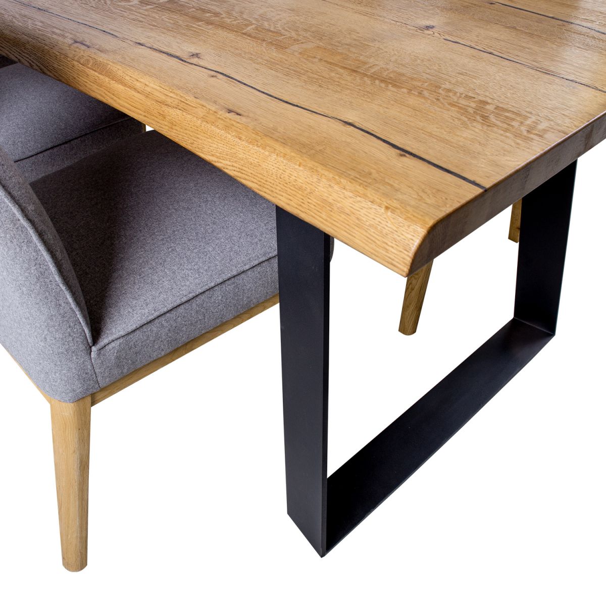 Dining Room Furniture Set East Witney | size: Length: 100cm, Width: 220cm, Height: 75cm | color: Black/Oak/Grey | image: 1 | variant: 1005099