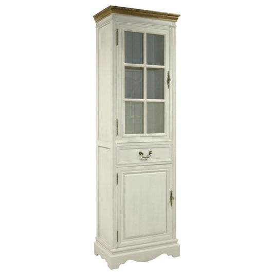 Display Cabinet East Grantham | size: Width: 60cm, Height: 195.5cm, Depth: 35cm | color: White/Brown | image: 1 | variant: 1004989