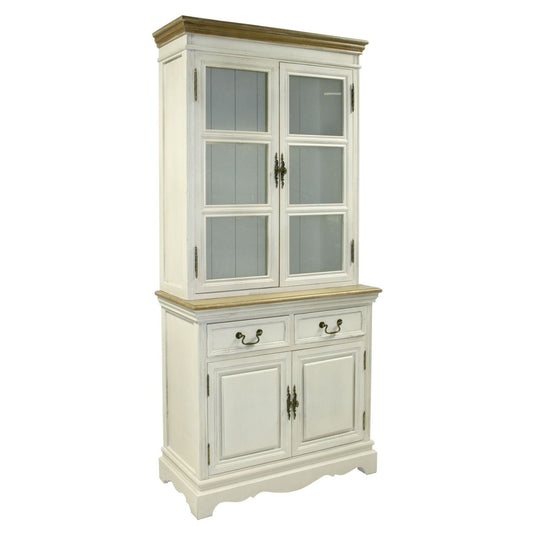 Display Cabinet East Grantham | size: Width: 85.5cm, Height: 189.5cm, Depth: 39.5cm | color: White/Brown | image: 1 | variant: 1004991