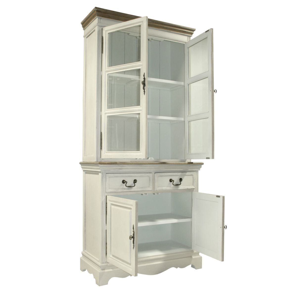 Display Cabinet East Grantham | size: Width: 85.5cm, Height: 189.5cm, Depth: 39.5cm | color: White/Brown | image: 2 | variant: 1004991