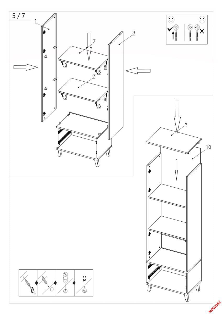 Display Cabinet East Rimini | size: Width: 60cm, Height: 192cm, Depth: 45cm | color: Black/Oak | image: 5 | variant: 1006655