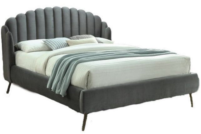 Double Bed Calabria Velvet | size: Length: 222cm, Width: 183cm, Height: 130cm | color: Gray | image: 1 | variant: 1010932