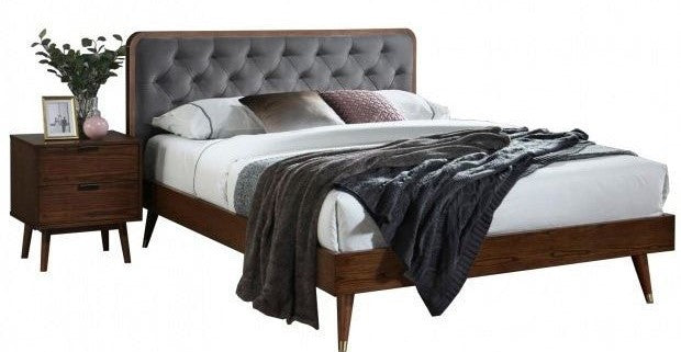 Double Bed Cassidy | size: Length: 208cm, Width: 162cm, Height: 102cm | color: Grey/Walnut | image: 1 | variant: 1010970