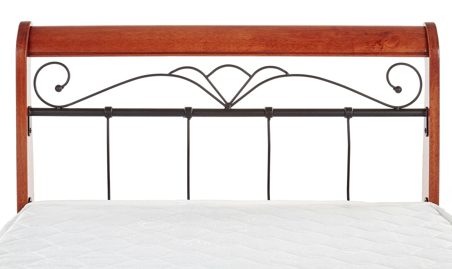 Double Bed East Benevento | size: Length: 219cm, Width: 162cm, Height: 101cm | color: Black/cherry wood | image: 3 | variant: 1006668