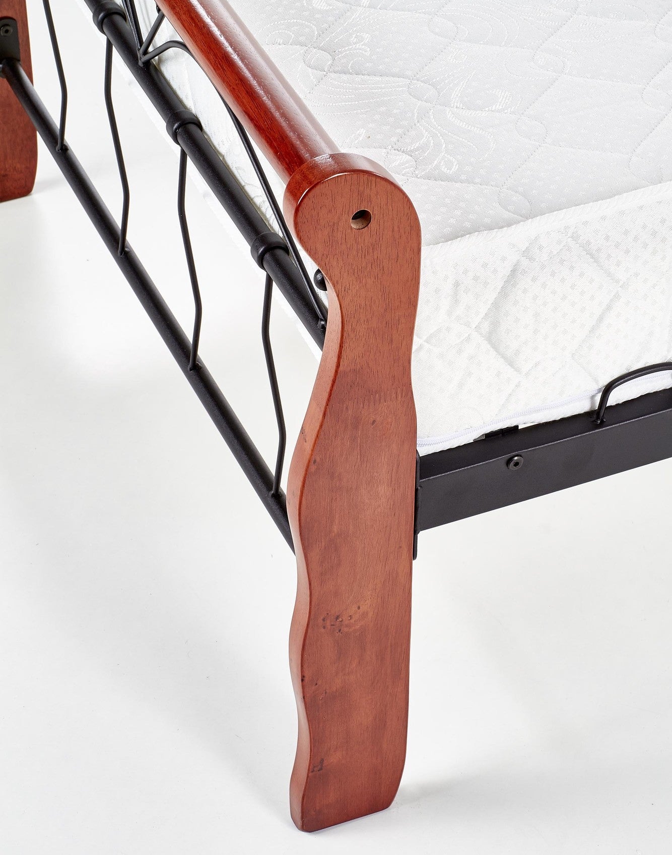 Double Bed East Benevento | size: Length: 219cm, Width: 162cm, Height: 101cm | color: Black/cherry wood | image: 5 | variant: 1006668