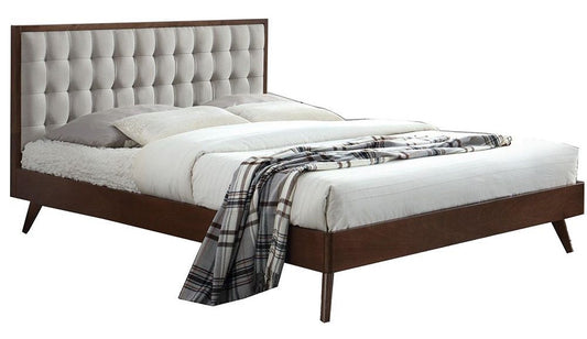 Double Bed East Fermo | size: Length: 209cm, Width: 166cm, Height: 106cm | color: Beige/Walnut | image: 1 | variant: 1006682