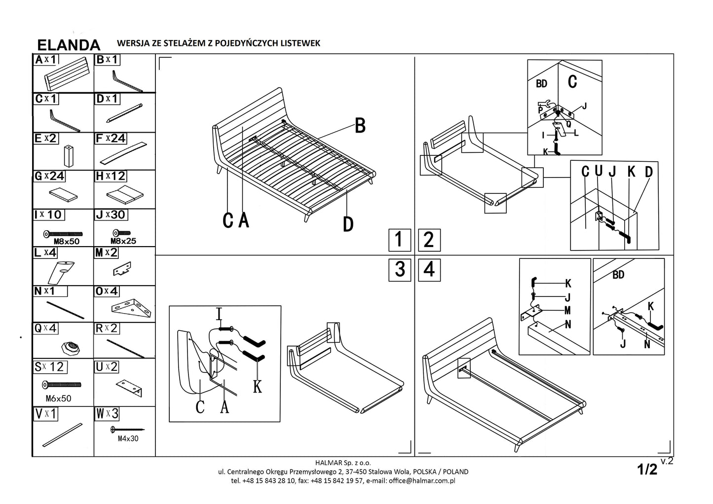 Double Bed East Imperia | size: Length: 232cm, Width: 159cm, Height: 86cm | color: Gray | image: 7 | variant: 1006672