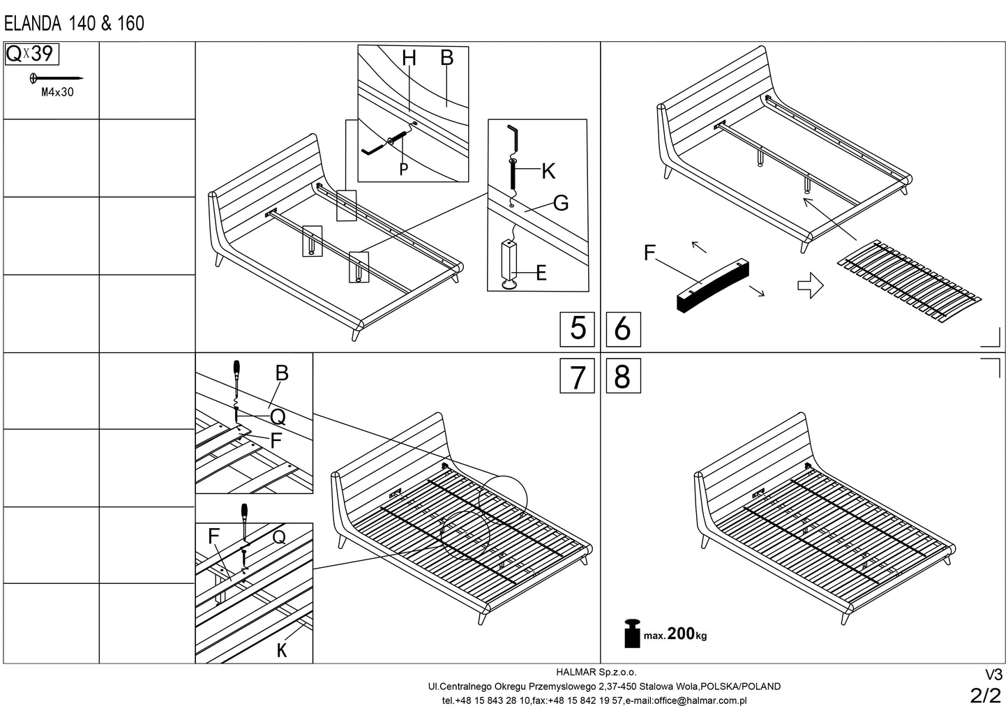 Double Bed East Imperia | size: Length: 232cm, Width: 179cm, Height: 86cm | color: Gray | image: 8 | variant: 1006673