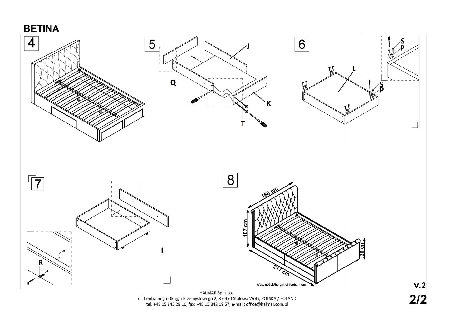 Double Bed East Rovigo | size: Length: 218cm, Width: 169cm, Height: 107cm | color: Gray | image: 9 | variant: 1006680