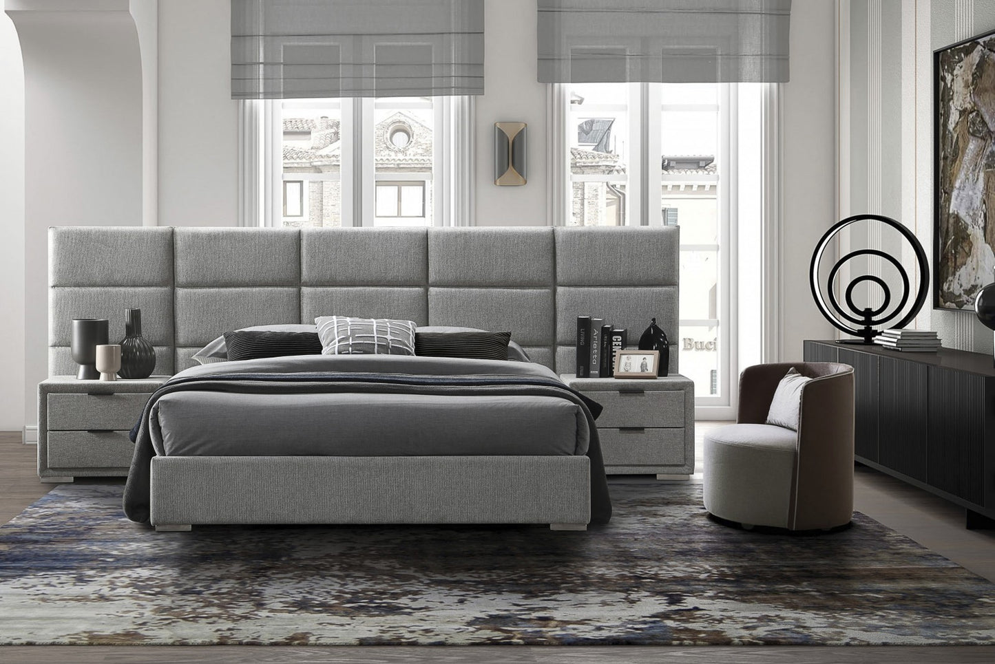 Double Bed East Walton | size: Length: 214cm, Width: 267cm, Height: 108cm | color: Gray | image: 2 | variant: 1007186