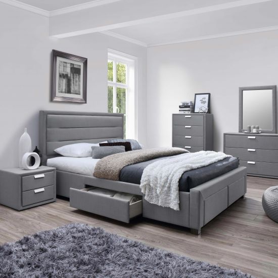 Double Bed East Woodstock | size: Length: 220.5cm, Width: 165cm, Height: 110cm | color: Gray | image: 1 | variant: 1005392