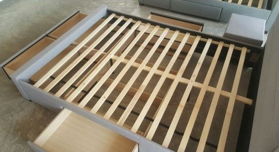 Double Bed East Woodstock | size: Length: 220.5cm, Width: 165cm, Height: 110cm | color: Gray | image: 3 | variant: 1005006