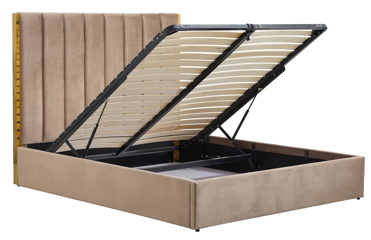 Double Bed Manchester | size: Length: 214cm, Width: 171cm, Height: 33cm | color: Beige/Gold | image: 2 | variant: 1003385