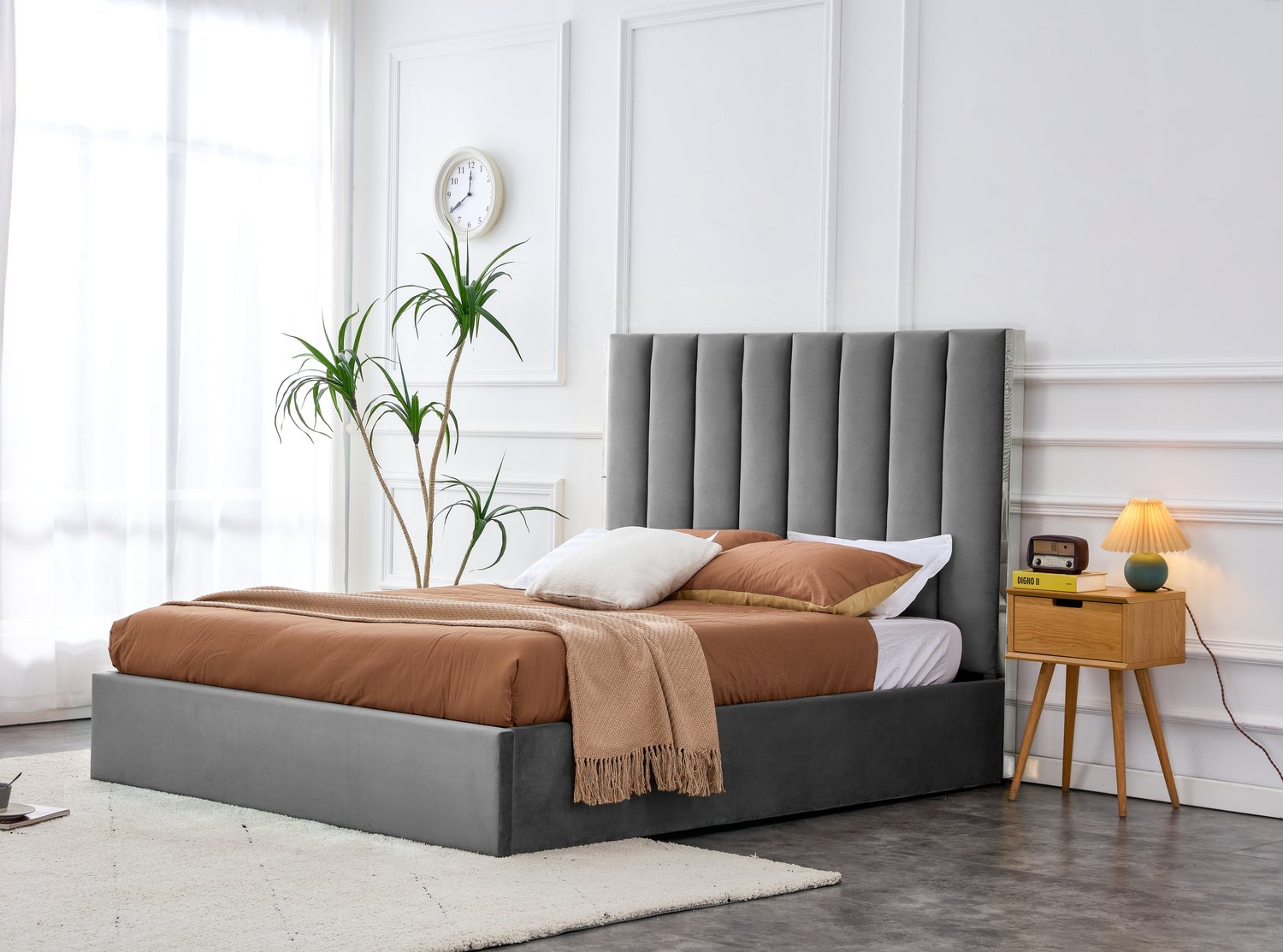 Double Bed Manchester | size: Length: 214cm, Width: 171cm, Height: 33cm | color: Grey/Silver | image: 2 | variant: 1003387