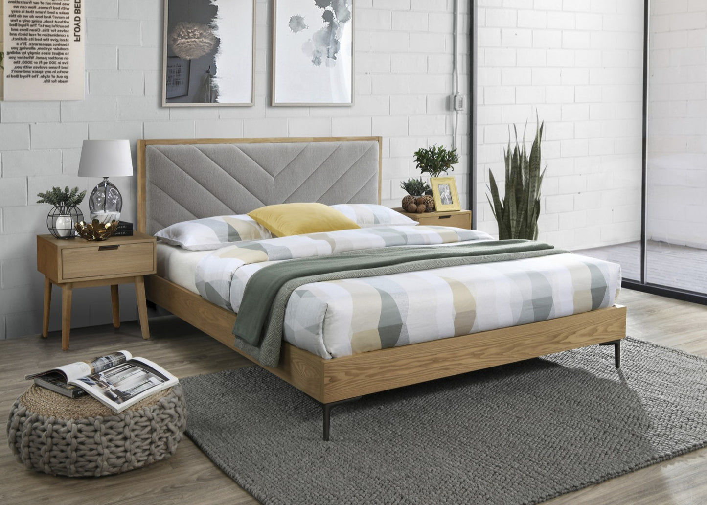 Double Bed Margarita | size: Length: 208cm, Width: 165cm, Height: 100cm | color: Oak/Grey | image: 1 | variant: 1012324