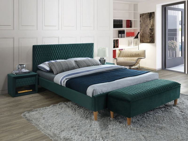 Double Bed Northwich | size: Length: 206cm, Width: 165cm, Height: 96cm | color: Green | image: 2 | variant: 1004512