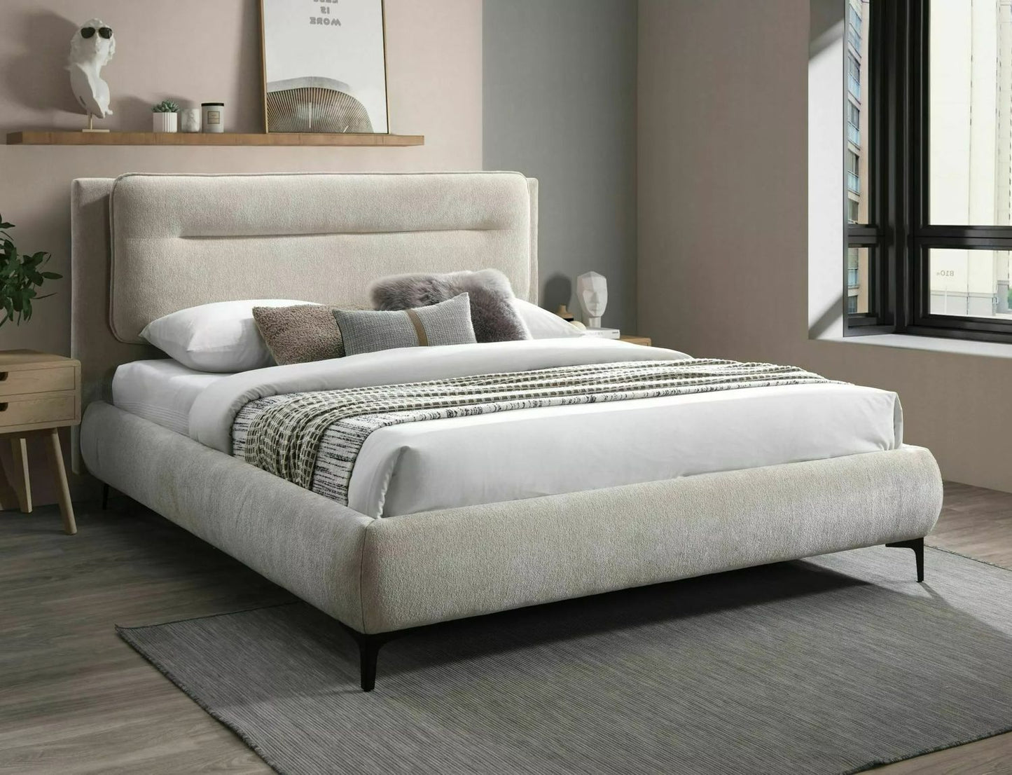Double Bed Raven | size: Length: 217cm, Width: 179cm, Height: 114cm | color: Beige | image: 0 | variant: 1010161