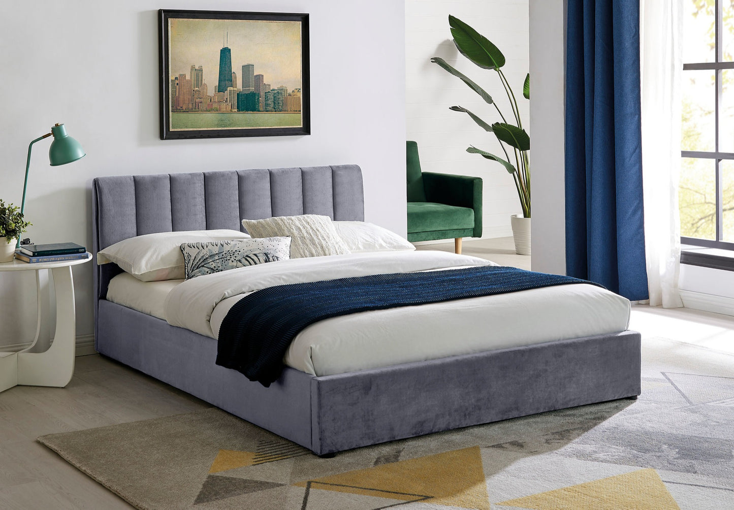 Double Bed West Aquila | size: Length: 215cm, Width: 167cm, Height: 79cm | color: Gray | image: 1 | variant: 1007888