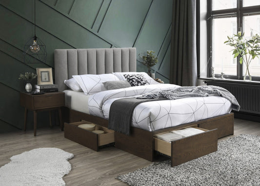 Double Bed West Luton | size: Length: 212cm, Width: 166cm, Height: 111cm | color: Grey/Walnut | image: 1 | variant: 1007185