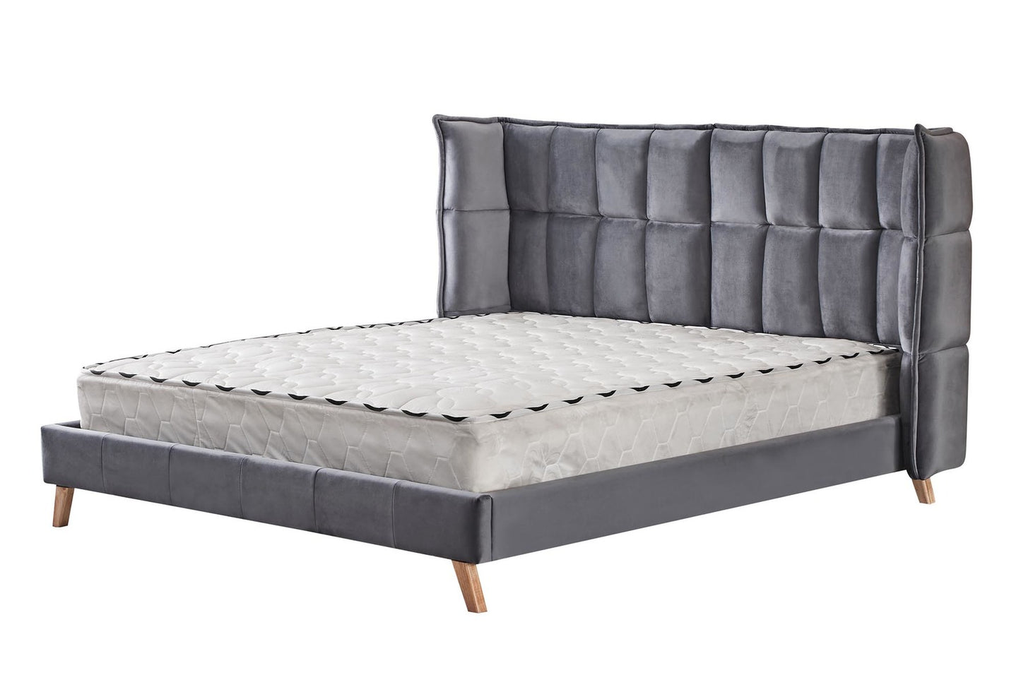 Double Bed West Tredegar | size: Length: 216cm, Width: 171cm, Height: 118cm | color: Gray | image: 9 | variant: 1007415