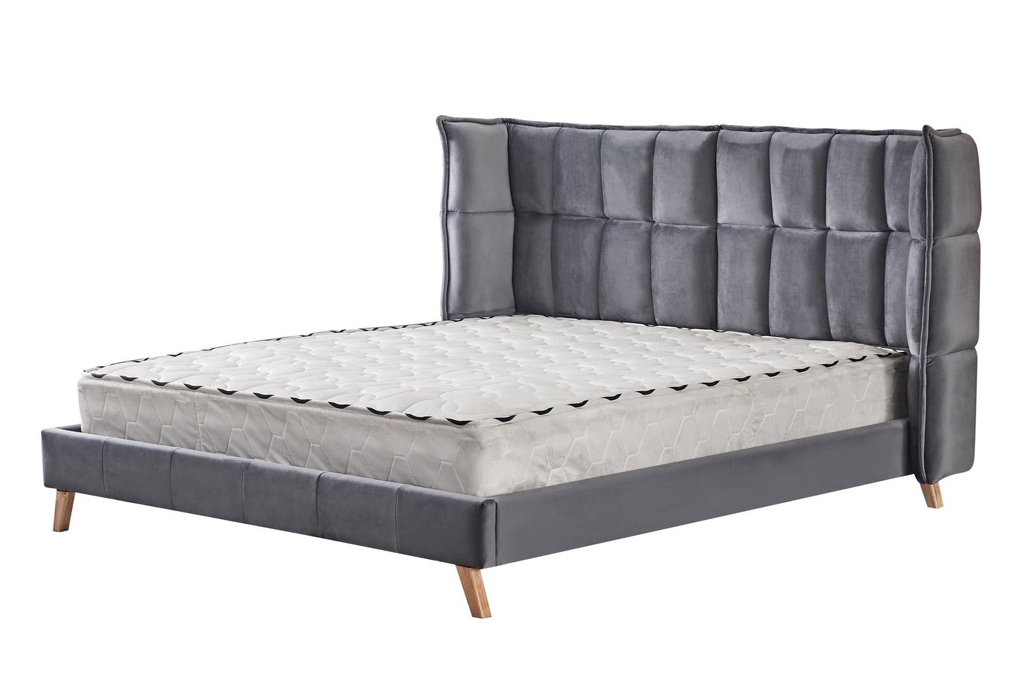 Double Bed West Tredegar | size: Length: 216cm, Width: 171cm, Height: 118cm | color: Gray | image: 9 | variant: 1007415
