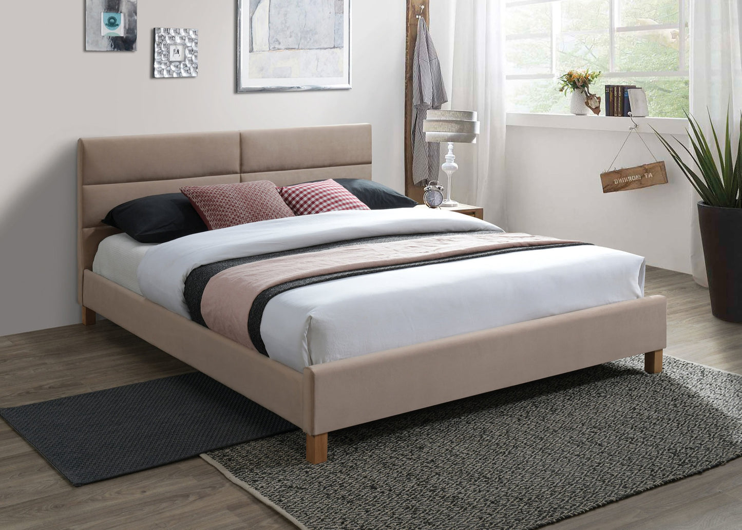 Double Bed Whitehaven | size: Length: 213cm, Width: 166cm, Height: 91cm | color: Beige | image: 1 | variant: 1004567