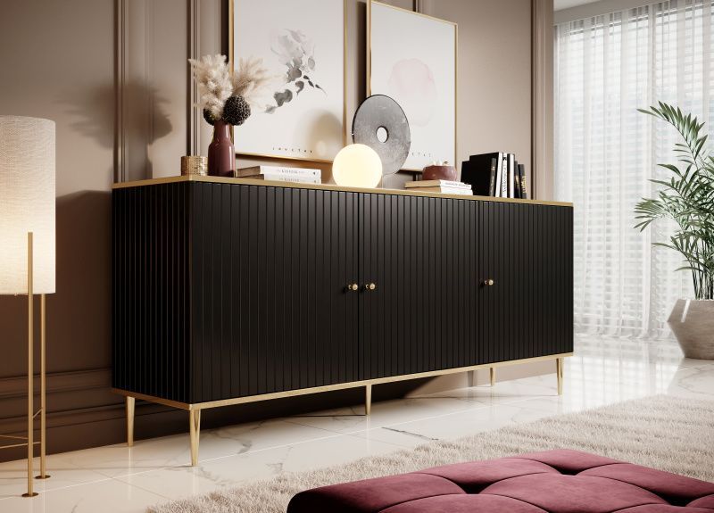 Dresser West Chertsey | size: Length: 40cm, Width: 180cm, Height: 75.5cm | color: Black/Gold | image: 2 | variant: 1007227