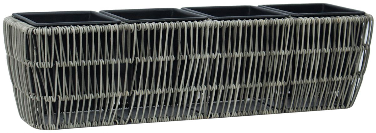 Flower Box Wicker 2 | size: Length: 57cm, Width: 16cm, Height: 16cm | color: Gray | image: 1 | variant: 1002976
