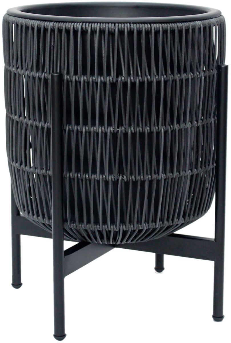 Flower Pot Didcot | size: Length: 38cm, Width: 38cm, Height: 49cm | color: Black | image: 1 | variant: 1000555