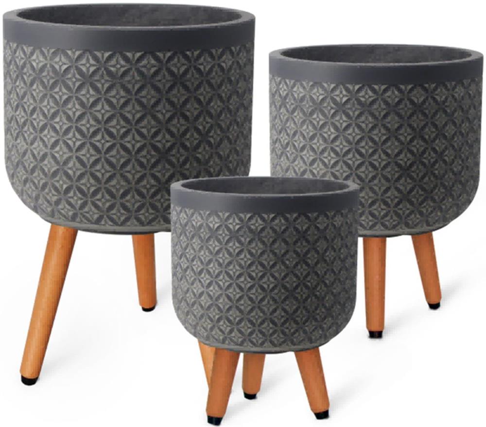 Flower Pot East Minsk | size: Length: 37cm, Width: 37cm, Height: 52cm | color: Gray | image: 2 | variant: 1006123